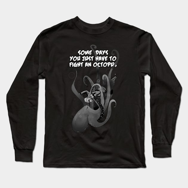 OCTOPUS FIGHT Long Sleeve T-Shirt by Angry Brain Artworks